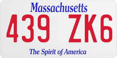MA license plate 439ZK6