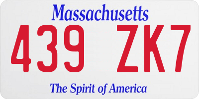 MA license plate 439ZK7