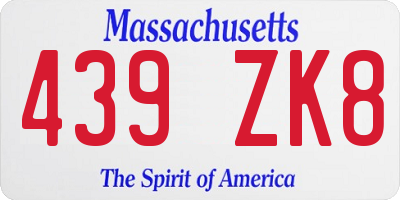 MA license plate 439ZK8