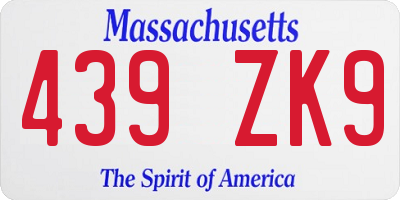 MA license plate 439ZK9