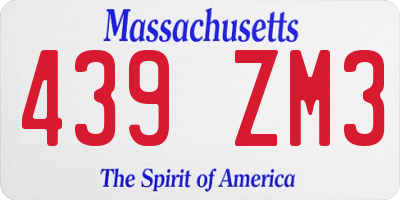 MA license plate 439ZM3
