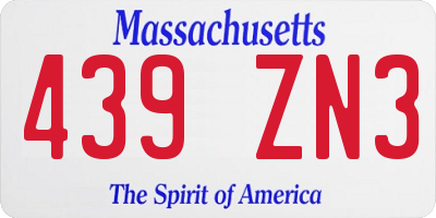 MA license plate 439ZN3