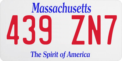 MA license plate 439ZN7