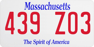 MA license plate 439ZO3