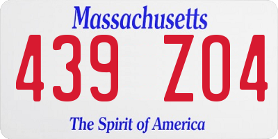 MA license plate 439ZO4