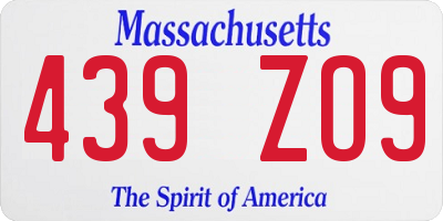 MA license plate 439ZO9