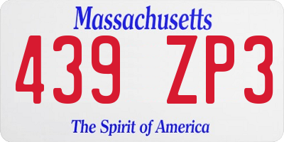 MA license plate 439ZP3