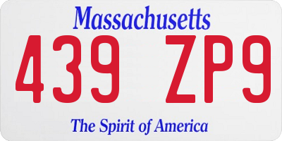 MA license plate 439ZP9