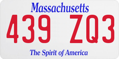 MA license plate 439ZQ3