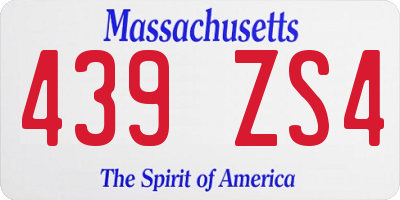 MA license plate 439ZS4