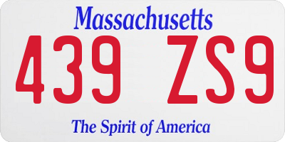 MA license plate 439ZS9