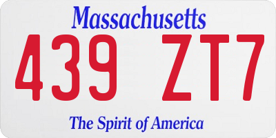 MA license plate 439ZT7