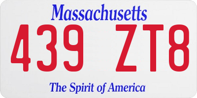 MA license plate 439ZT8