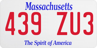MA license plate 439ZU3