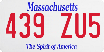 MA license plate 439ZU5