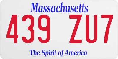 MA license plate 439ZU7