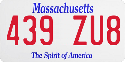 MA license plate 439ZU8