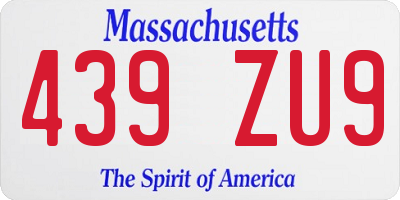 MA license plate 439ZU9