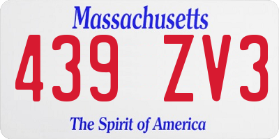 MA license plate 439ZV3