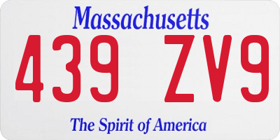 MA license plate 439ZV9