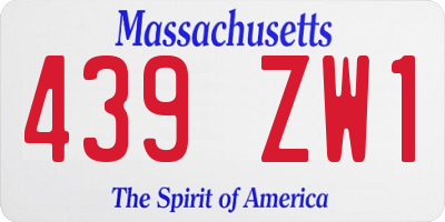MA license plate 439ZW1