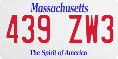 MA license plate 439ZW3