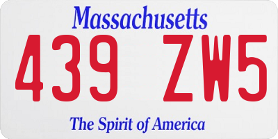 MA license plate 439ZW5