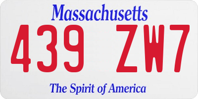 MA license plate 439ZW7