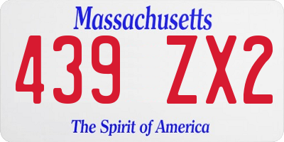 MA license plate 439ZX2