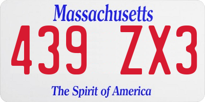 MA license plate 439ZX3