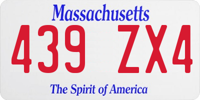 MA license plate 439ZX4
