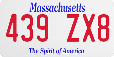 MA license plate 439ZX8