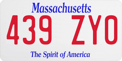 MA license plate 439ZY0