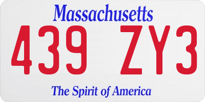 MA license plate 439ZY3