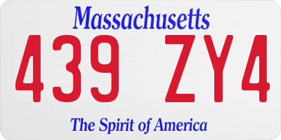 MA license plate 439ZY4