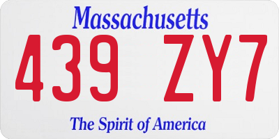 MA license plate 439ZY7