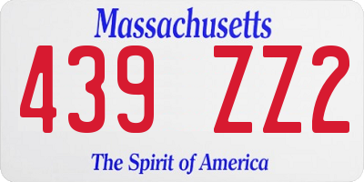 MA license plate 439ZZ2