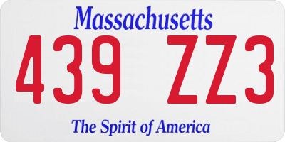 MA license plate 439ZZ3