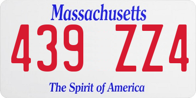 MA license plate 439ZZ4