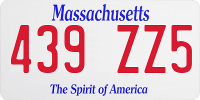 MA license plate 439ZZ5