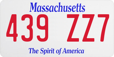 MA license plate 439ZZ7
