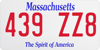MA license plate 439ZZ8
