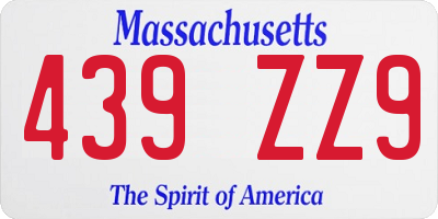 MA license plate 439ZZ9