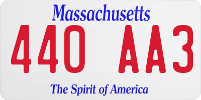 MA license plate 440AA3