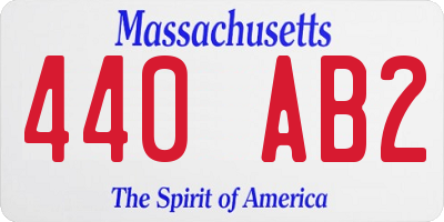 MA license plate 440AB2