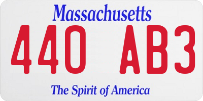 MA license plate 440AB3