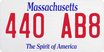 MA license plate 440AB8