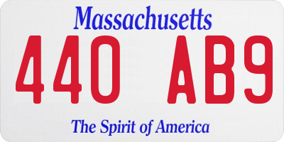 MA license plate 440AB9