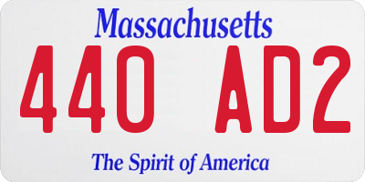 MA license plate 440AD2