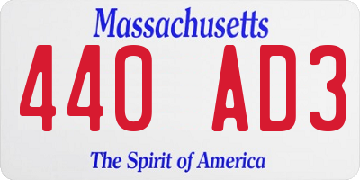 MA license plate 440AD3